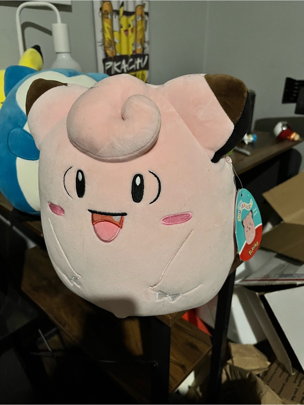 Squishmallows Pink Clefairy Plush with Black Ear Tips
